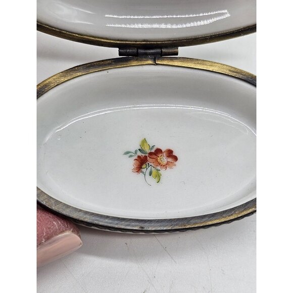 Meander BV Dutch Porcelain Trinket Boxes With Pink Roses Boho Vintage - Picture 6 of 11